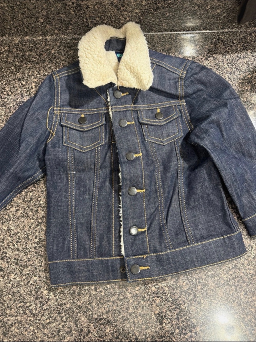 OshKosh B'gosh Dark Blue Denim Jacket with Cream Sherpa Collar